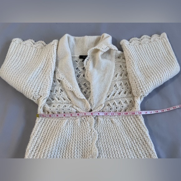 ARDEN B Womens Knit BUTTON FRONT CARDIGAN SWEATER Shawl Size‎ Medium ivory - Picture 5 of 9